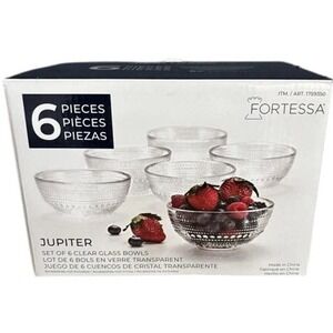 Fortessa Jupiter Clear Glass Bowls‎ Set of 6 NIB